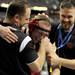 Milan's Chris Gaskill celebrates with coaches Todd Federer, right, and Clint Kraft after his last-second win during the Div. 2, 160 lb weight class match during the MHSAA individual wrestling finals at the Palace of Auburn Hills. Angela J. Cesere | AnnArbor.com